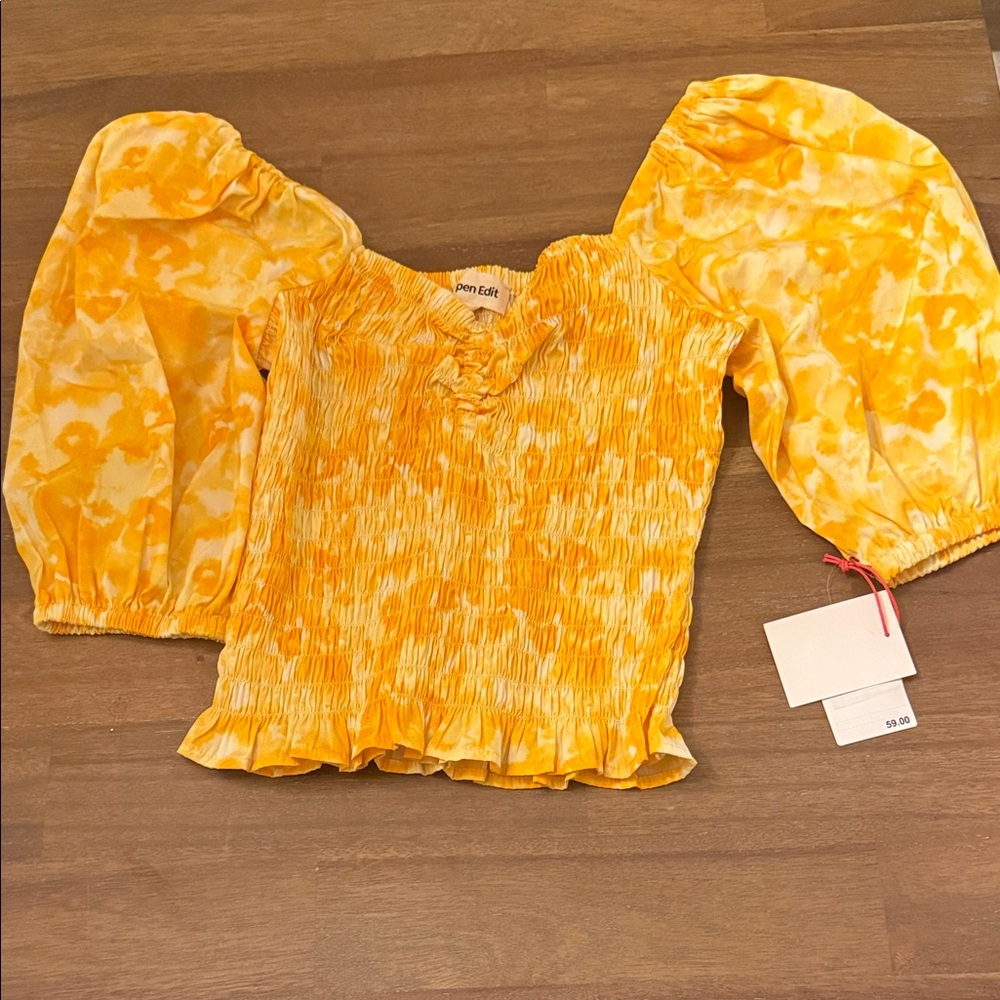 Vibrant Yellow Puff Sleeve Blouse